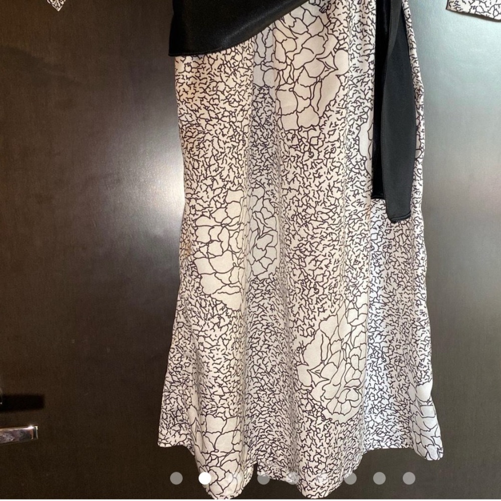 Vintage 1980’s Malouf black and white floral drop waist midi dress small